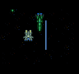 Cyber Knight (SNES) screenshot: Near the end of the game, vast armies will fight one another in space.