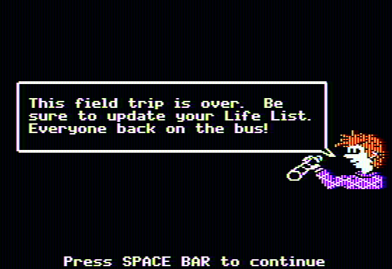 Backyard Birds (Apple II) screenshot: Out of time