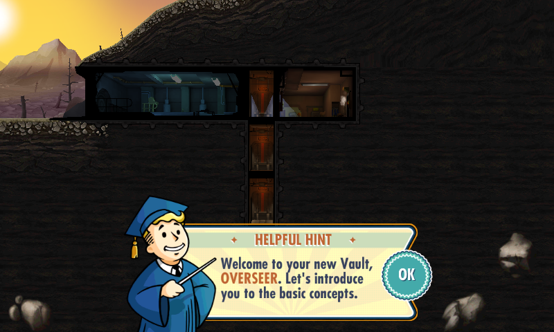 Fallout Shelter (Android) screenshot: In game hint