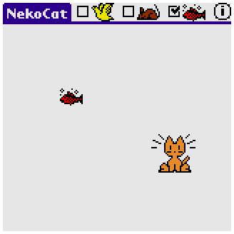 Neko (Palm OS) screenshot: What? Awoken by some unruly fish?
