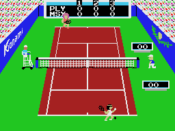 Konami's Tennis (MSX) screenshot: Ready for first serve