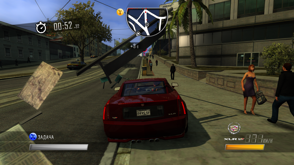 Driver: San Francisco (Windows) screenshot: Destroying some roadside objects