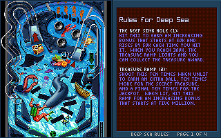 Epic Pinball (DOS) screenshot: Rules of Deep Sea