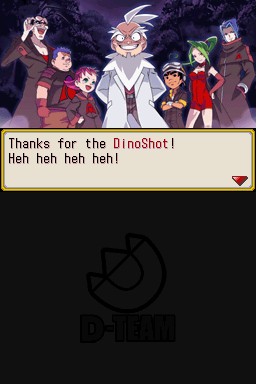 Dinosaur King (Nintendo DS) screenshot: The Alpha gang has the device.