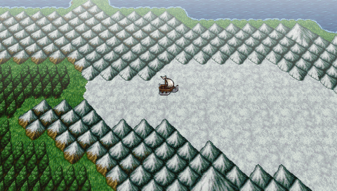 Final Fantasy II (PSP) screenshot: Riding snowcraft