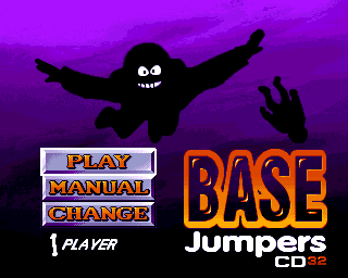 Base Jumpers (Amiga CD32) screenshot: Title screen with menu