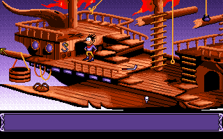 Goblins Quest 3 (Amiga) screenshot: Level 1 - Blount starts his journey on his boat