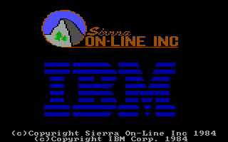 King's Quest (PC Booter) screenshot: IBM & Sierra logo (original PCjr release)