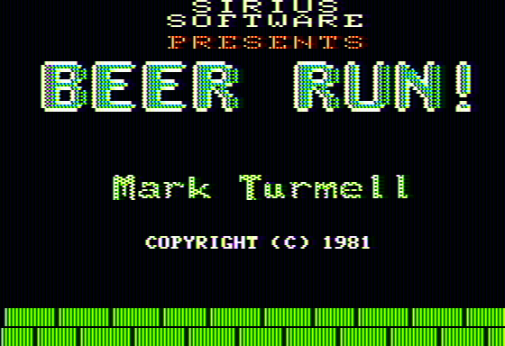 Screenshot of Beer Run (Apple II, 1981) - MobyGames