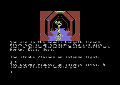 Rebel Planet (Commodore 64) screenshot: An adventure game with a sequence set in the sewers? I'll believe that when I see it!