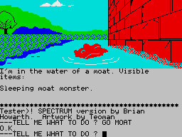 Sorcerer of Claymorgue Castle (ZX Spectrum) screenshot: Hope it stays asleep