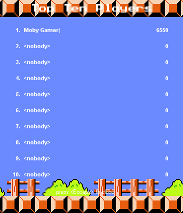 Super Marionoid (Windows) screenshot: High score table