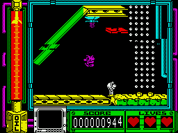Coil Cop (ZX Spectrum) screenshot: Conveyor belt motion