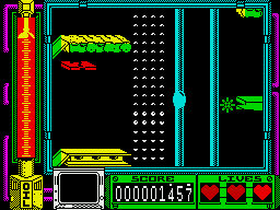 Coil Cop (ZX Spectrum) screenshot: Being sucked through