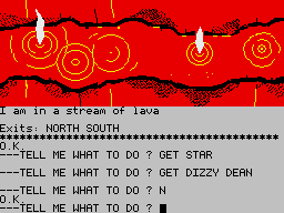 Sorcerer of Claymorgue Castle (ZX Spectrum) screenshot: The night they drove ol' Dizzy Dean down