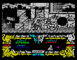 After the War (ZX Spectrum) screenshot: Part I: level 3.<br> ...And a very nice comic strip.