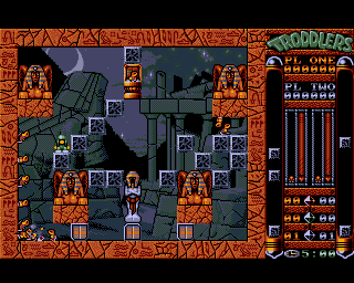 Troddlers (Amiga) screenshot: Two-player mode