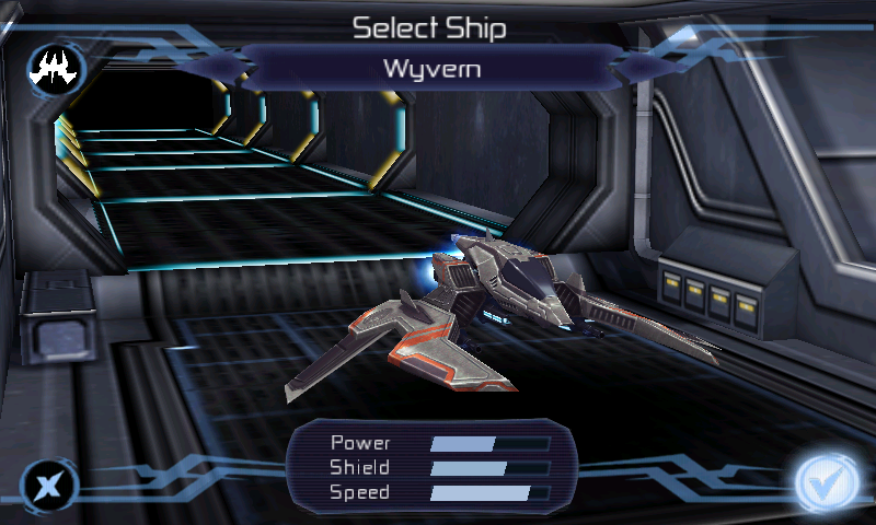 Star Battalion (Android) screenshot: Ship selection