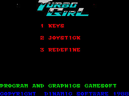 Turbo Girl (ZX Spectrum) screenshot: Main menu