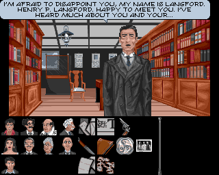 Dylan Dog: Through the Looking Glass (Amiga) screenshot: H.P. Langford, Lovecraft's doppelgänger