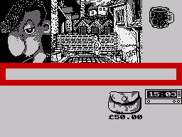 Sidewalk (ZX Spectrum) screenshot: Starting off in your backward