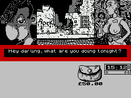 Sidewalk (ZX Spectrum) screenshot: One of the conversation options