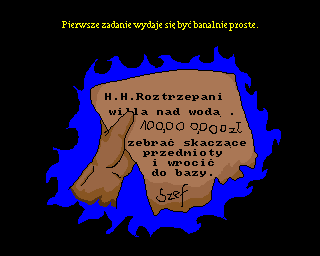 Agent Czesio (Amiga) screenshot: Letter from the boss