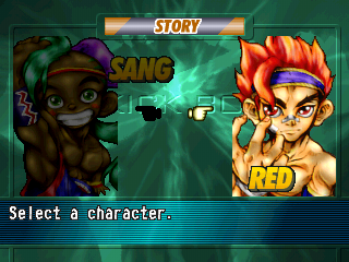 Kickboxing (PlayStation) screenshot: Story mode. Select a character.