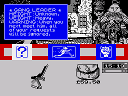 Sidewalk (ZX Spectrum) screenshot: Won the last fight and took his money
