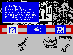 Sidewalk (ZX Spectrum) screenshot: Sounds like someone to run from