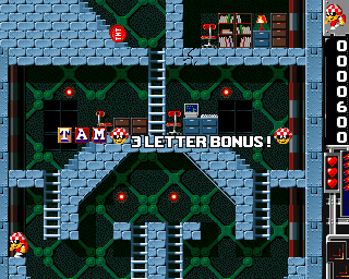 Base Jumpers (Amiga CD32) screenshot: Oh! Got a three letter bonus