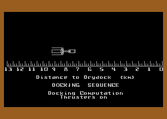 Universe (Atari 8-bit) screenshot: Docking sequence...