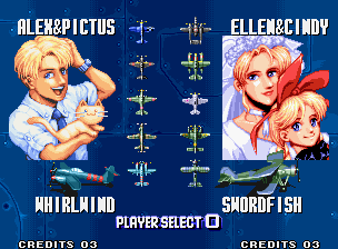 Aero Fighters 3 (Neo Geo) screenshot: Plane selection for 2 players