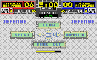 Cyberball (Atari ST) screenshot: Defensive formation options