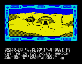 La Guerra de las Vajillas (ZX Spectrum) screenshot: The starting point of the adventure