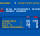 Evander Holyfield's "Real Deal" Boxing (Game Gear) screenshot: The round statistics