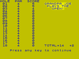 Grandpa Joe Plays the Open (ZX Spectrum) screenshot: Took me three holes to make a par