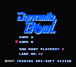 Dynamite Bowl (NES) screenshot: Play Select screen.