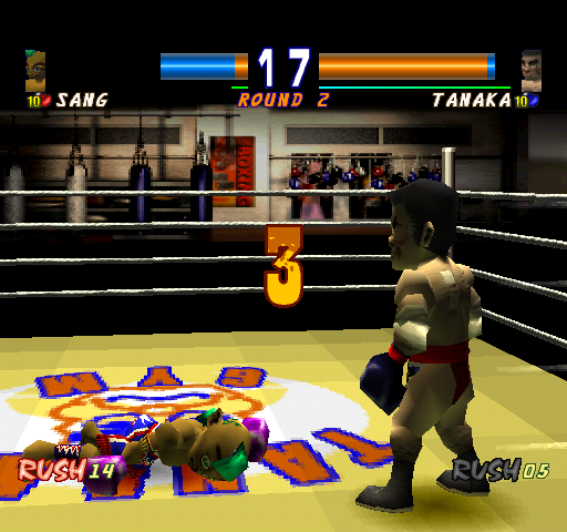 Kickboxing (PlayStation) screenshot: Don't mess with Tanaka.