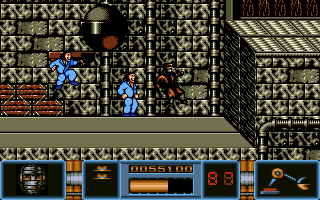 Darkman (Atari ST) screenshot: A blue guy hit me