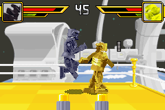 Rock 'Em Sock 'Em Robots (Game Boy Advance) screenshot: The robots go to space