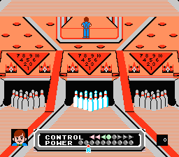 Dynamite Bowl (NES) screenshot: You can determine the strength of your throw.