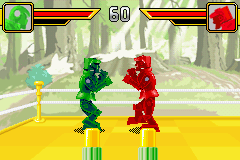 Rock 'Em Sock 'Em Robots (Game Boy Advance) screenshot: Here we've entered the forest arena.