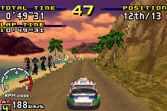 SEGA Rally Championship (Game Boy Advance) screenshot: Corolla in the Isle track