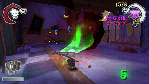 Death Jr. (PSP) screenshot: Death Jr swinging his scythe
