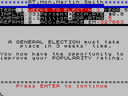 Great Britain Limited (ZX Spectrum) screenshot: Con-the-public time