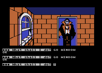 Scott Adams' Graphic Adventure #5: The Count (Atari 8-bit) screenshot: Nice portrait of the count