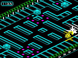 Sigma 7 (ZX Spectrum) screenshot: Stage 4: Phase 2.<br> A moment before destruction. 2 formulas at each corner. The same combinations are spread through the maze.