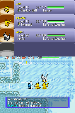 Pokémon Mystery Dungeon: Blue Rescue Team (Nintendo DS) screenshot: A critical hit
