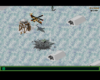 Jungle Strike (Amiga) screenshot: Level 6 - A P. O. W. camp.